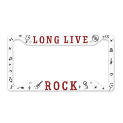 Long Live Rock – Gloss White License Plate Frame