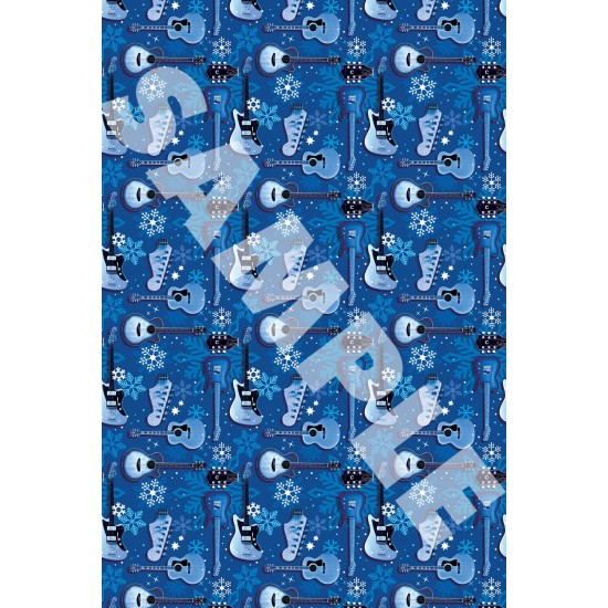 Wrapping Paper – Blue Guitars & Snowflakes